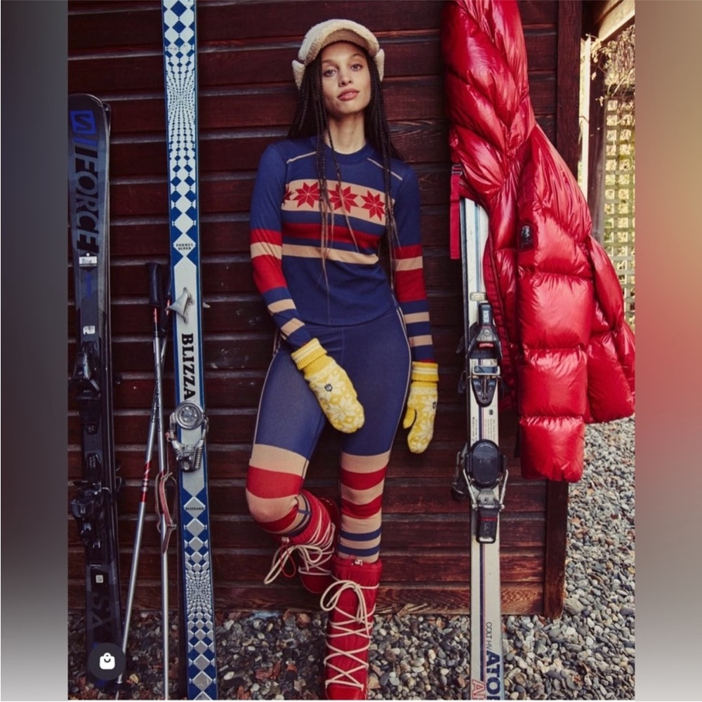 FP Movement by Free People Navy & Red Striped High-Rise Leggings